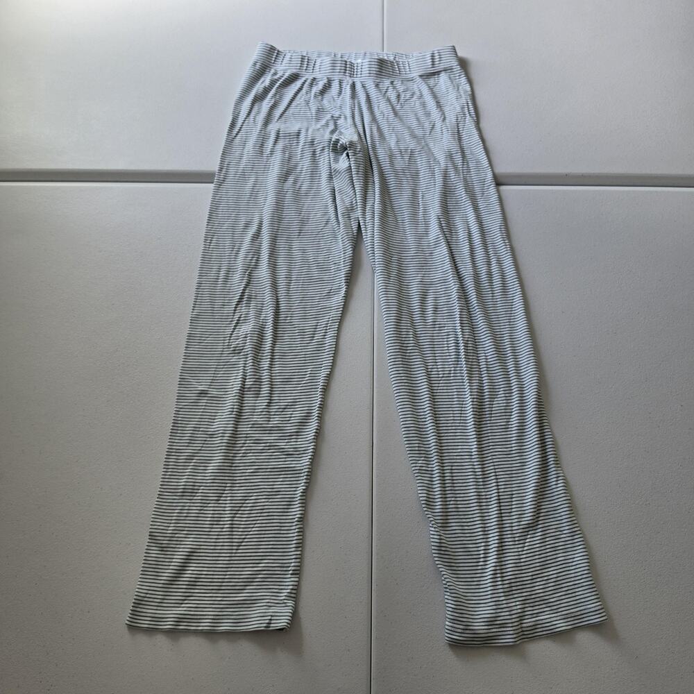 LAKE Pajama Pants Womens XS White Green Striped Pima Cotton Lounge Sleepwear